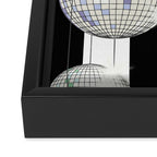 Striped Party Disco Ball black and white Framed Canvas Print Gallery Image 3