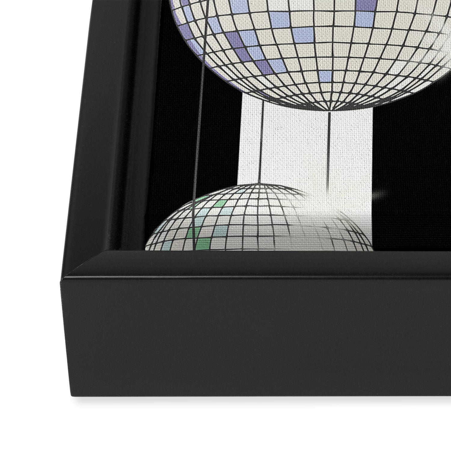 Striped Party Disco Ball black and white Framed Canvas Print Gallery Image 3