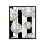 Striped Party Disco Ball black and white Framed Canvas Print Gallery Image 6