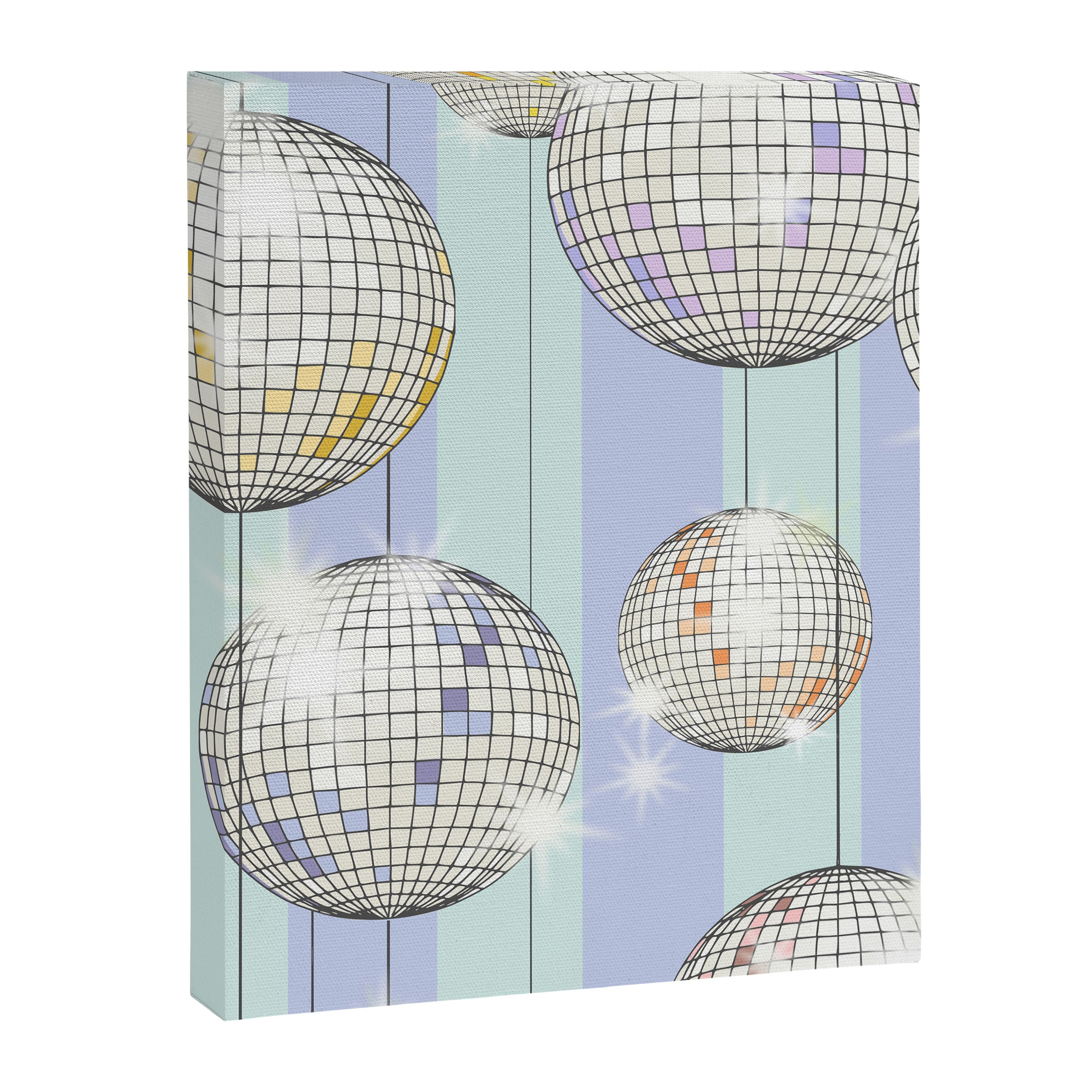 Striped Party Disco Ball Mint Canvas Print Gallery Image 6