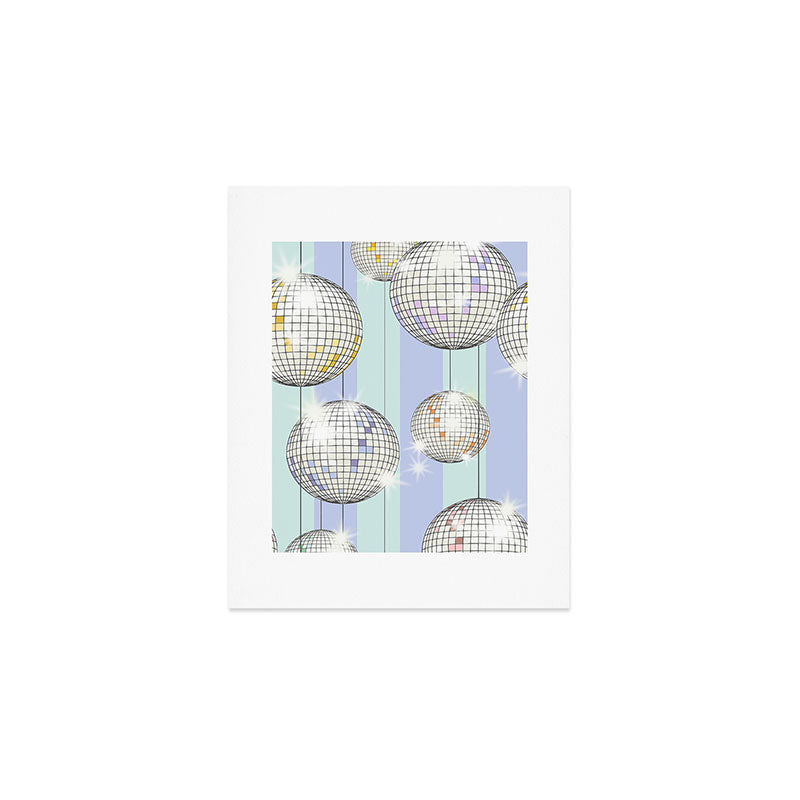 Striped Party Disco Ball Mint Art Print Gallery Image 1
