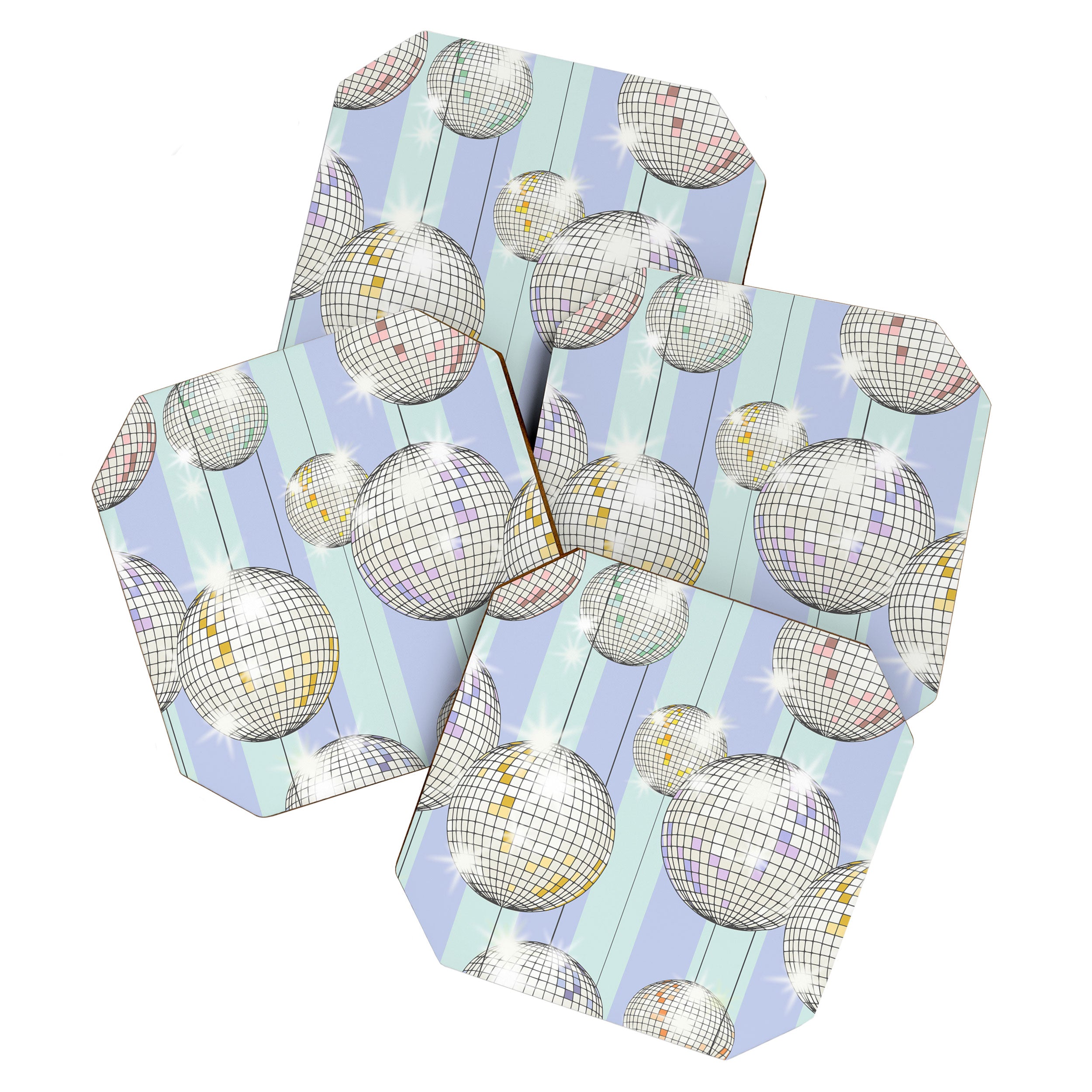 Striped Party Disco Ball Mint Coaster Gallery Image 1
