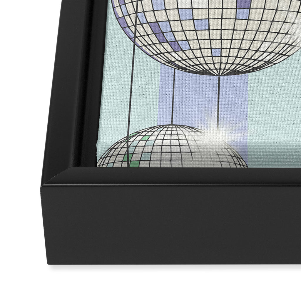 Striped Party Disco Ball Mint Framed Canvas Print Gallery Image 3