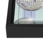 Striped Party Disco Ball Mint Framed Canvas Print Gallery Image 3