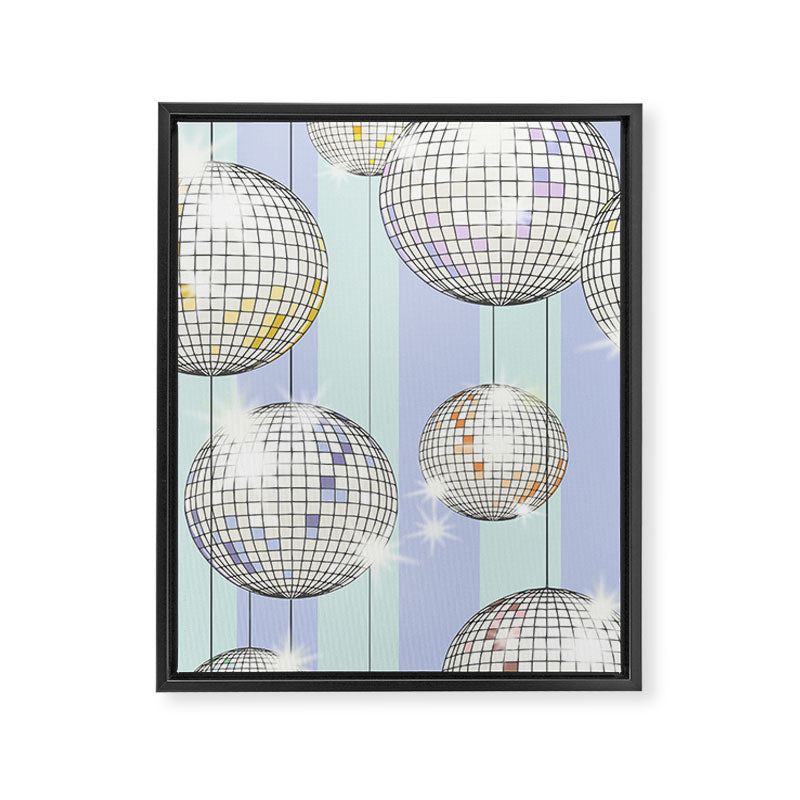 Striped Party Disco Ball Mint Framed Canvas Print Gallery Image 6