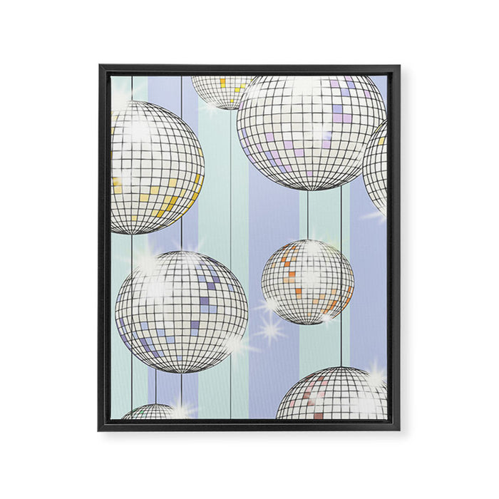 Striped Party Disco Ball Mint Framed Canvas Print Gallery Image 1