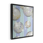 Striped Party Disco Ball Mint Framed Canvas Print Gallery Image 2