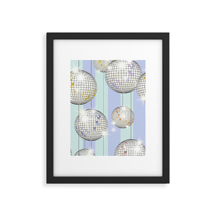 Striped Party Disco Ball Mint Framed Art Print Gallery Image 1