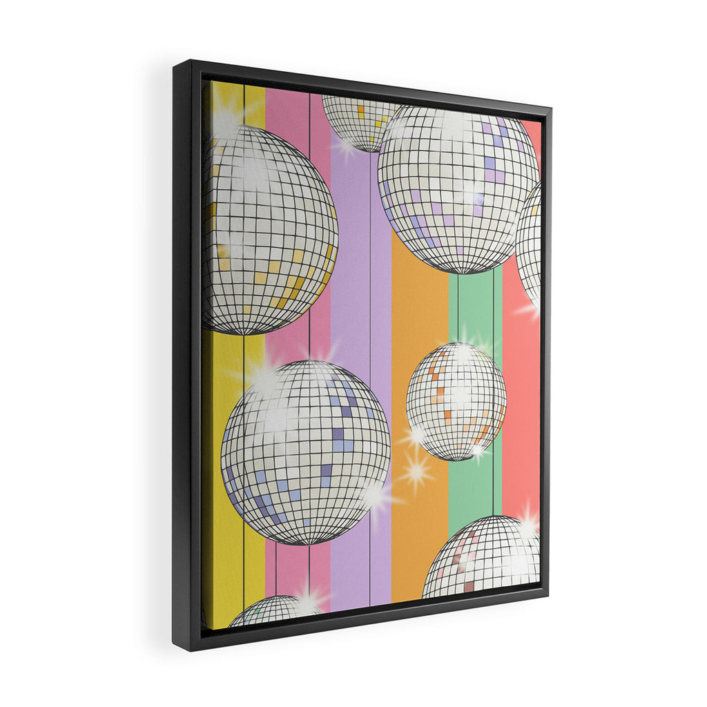 Striped Party Disco Ball muliticolor Framed Canvas Print Gallery Image 2