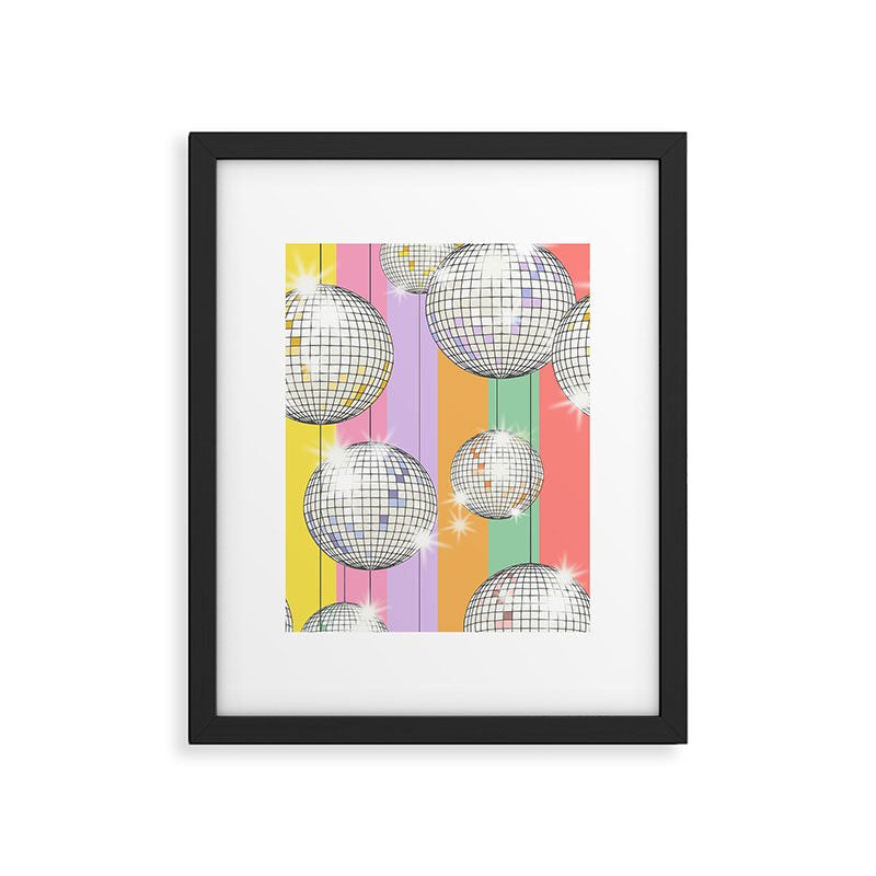 Striped Party Disco Ball muliticolor Framed Art Print Gallery Image 5