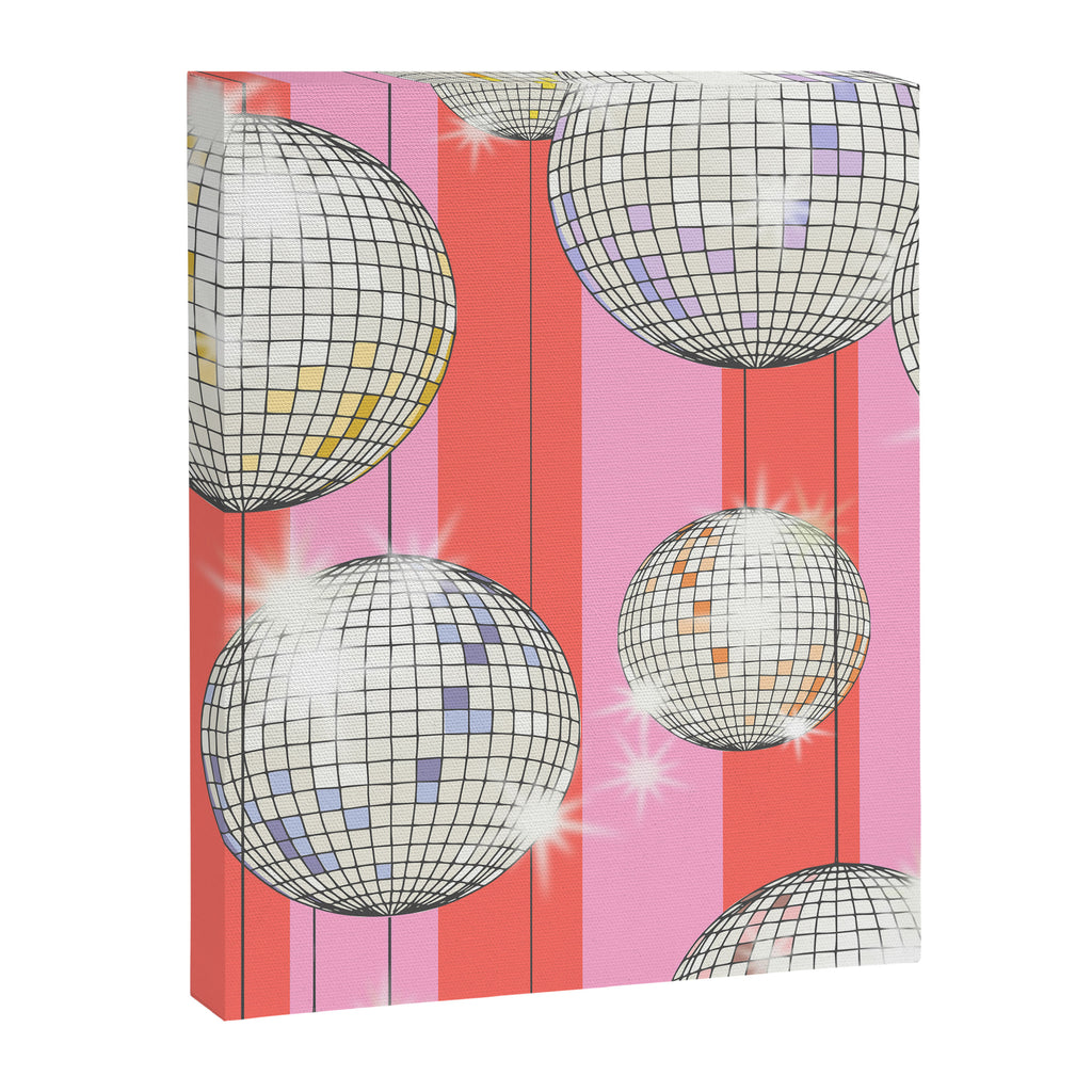 Striped Party Disco Ball Pink Canvas Print Gallery Image 6