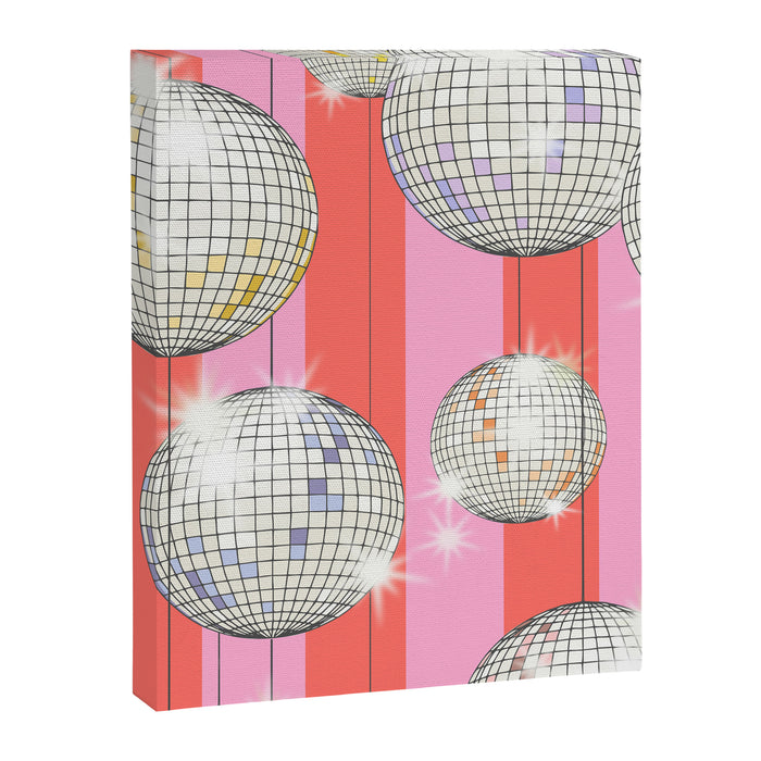 Striped Party Disco Ball Pink Canvas Print Gallery Image 1