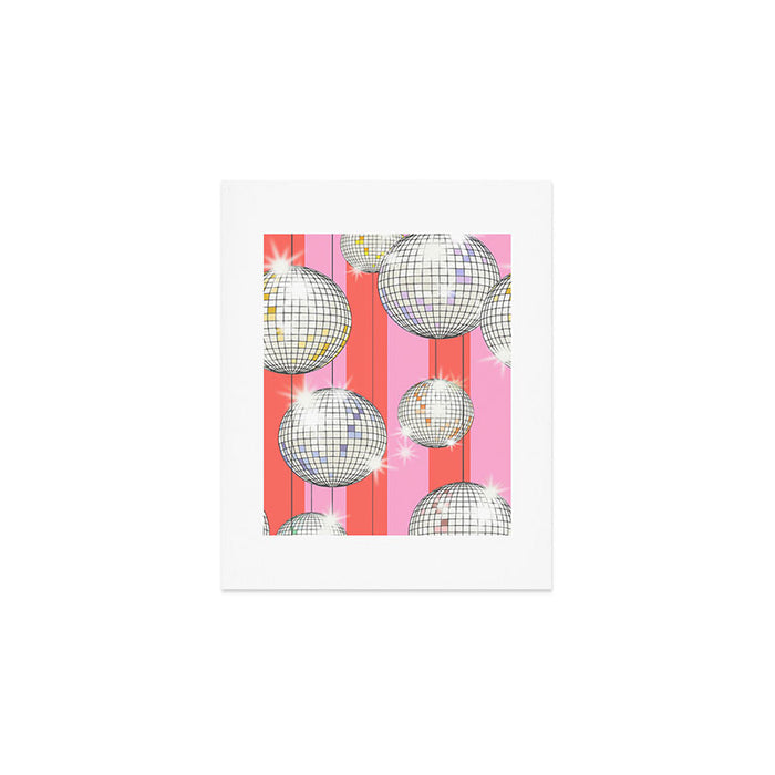 Striped Party Disco Ball Pink Art Print Gallery Image 1