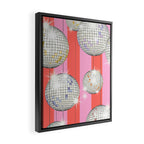 Striped Party Disco Ball Pink Framed Canvas Print Gallery Image 2