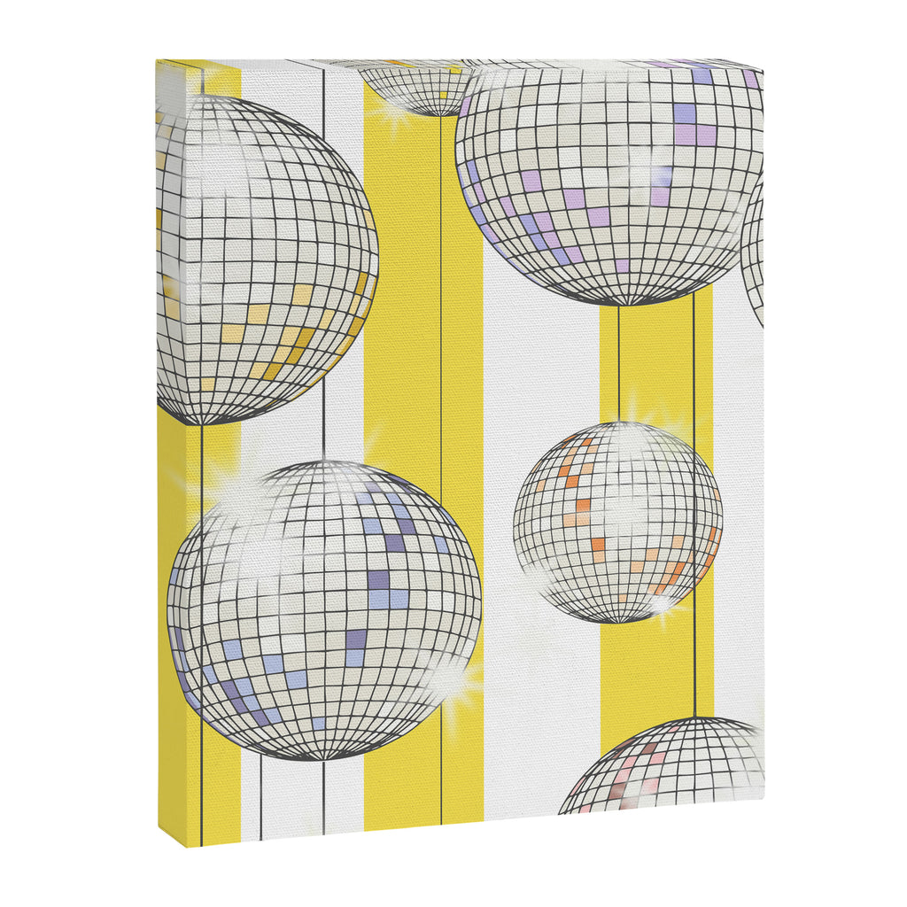 Striped Party Disco Ball Yellow Canvas Print Gallery Image 6