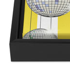 Striped Party Disco Ball Yellow Framed Canvas Print Gallery Image 3