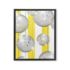 Striped Party Disco Ball Yellow Framed Canvas Print Gallery Image 6
