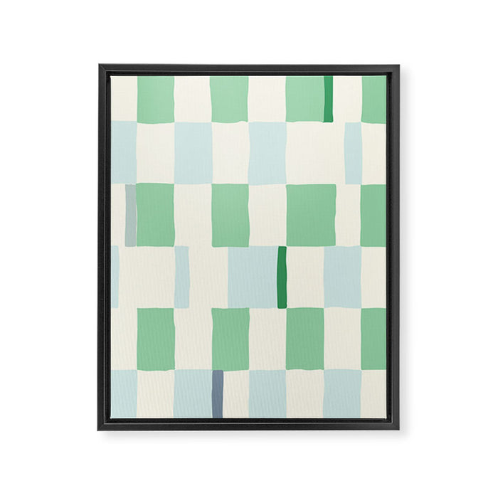 Summer check handdrawn mint Framed Canvas Print Gallery Image 1