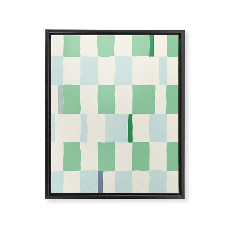 Summer check handdrawn mint Framed Canvas Print Gallery Image 6