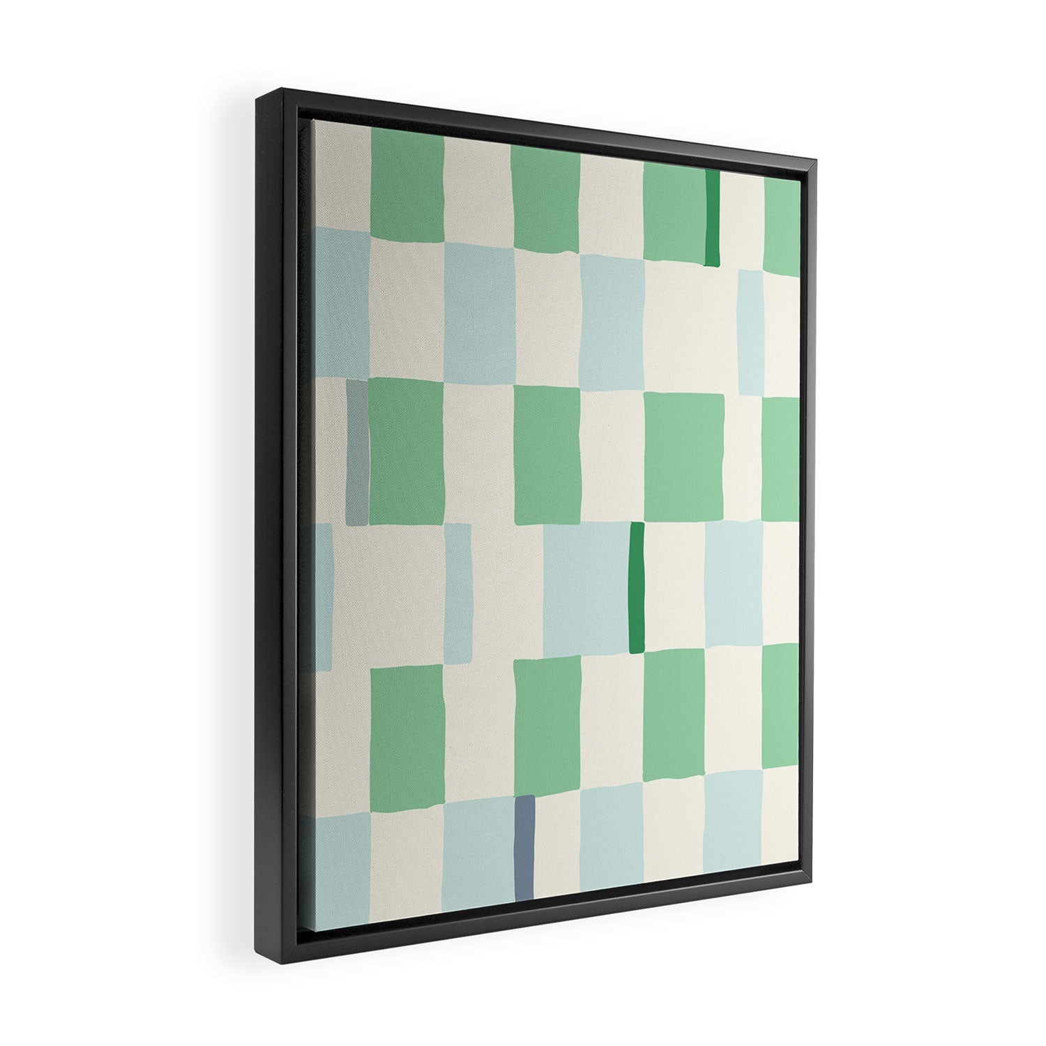 Summer check handdrawn mint Framed Canvas Print Gallery Image 2