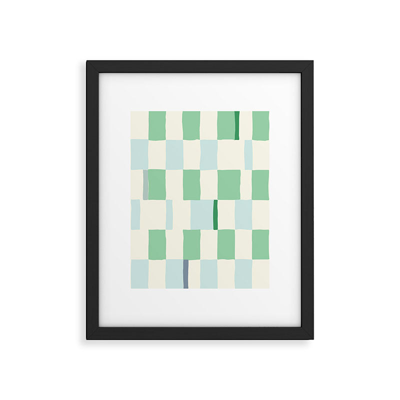 Summer check handdrawn mint Framed Art Print Gallery Image 4