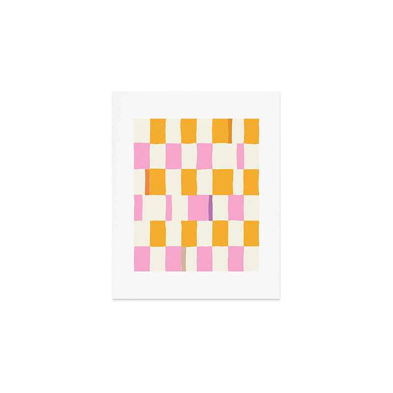 Summer check handdrawn orange Art Print Gallery Image 1