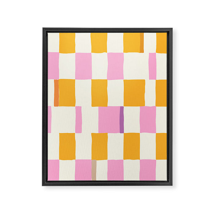 Summer check handdrawn orange Framed Canvas Print Gallery Image 1