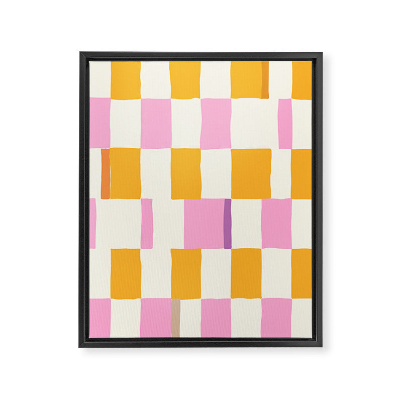 Summer check handdrawn orange Framed Canvas Print Gallery Image 6