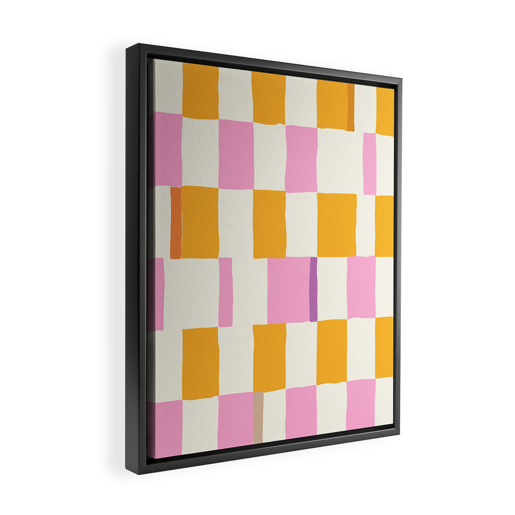 Summer check handdrawn orange Framed Canvas Print Gallery Image 2