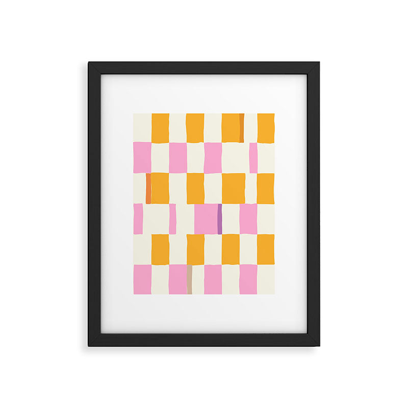 Summer check handdrawn orange Framed Art Print Gallery Image 5