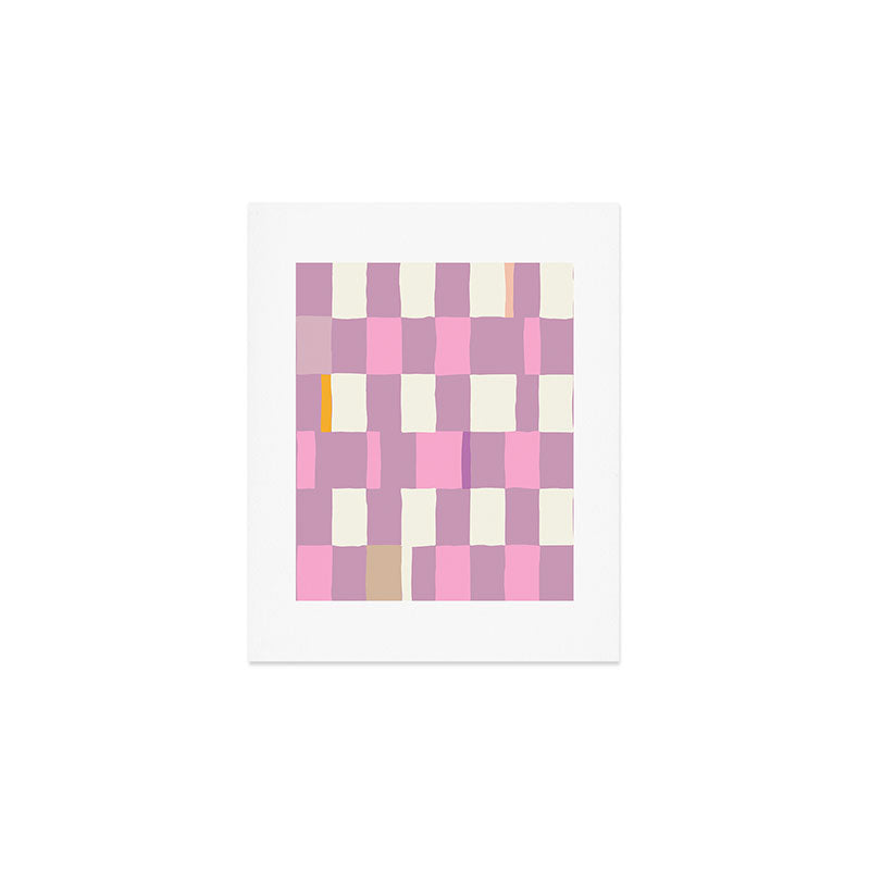 Summer check handdrawn purple Art Print Gallery Image 1