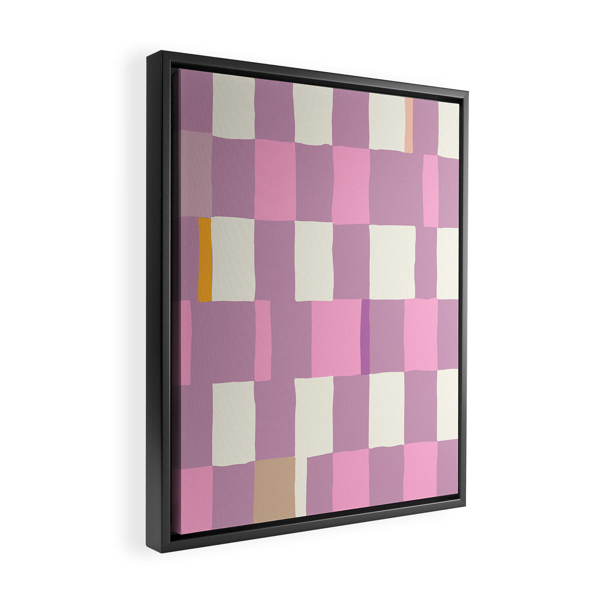 Summer check handdrawn purple Framed Canvas Print Gallery Image 2