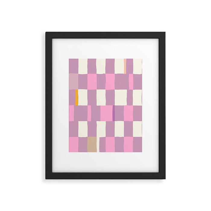 Summer check handdrawn purple Framed Art Print Gallery Image 1