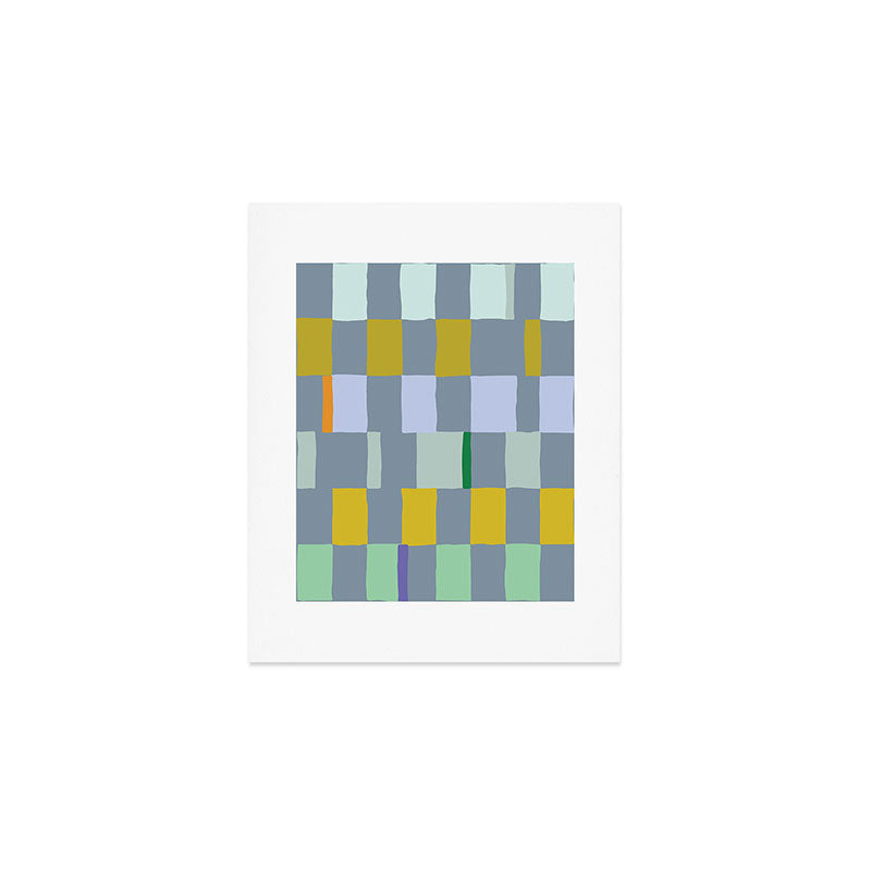 Summer check handdrawn teal Art Print Gallery Image 1
