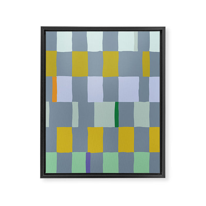 Summer check handdrawn teal Framed Canvas Print Gallery Image 1