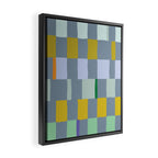 Summer check handdrawn teal Framed Canvas Print Gallery Image 2