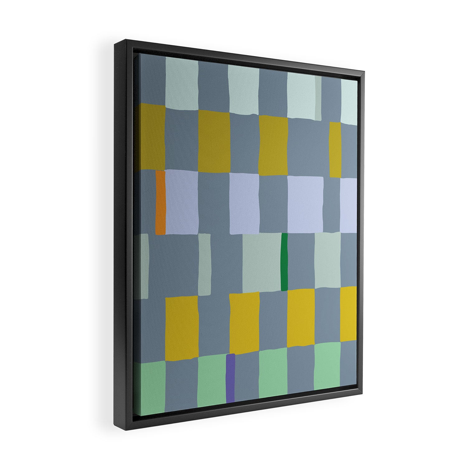 Summer check handdrawn teal Framed Canvas Print Gallery Image 2