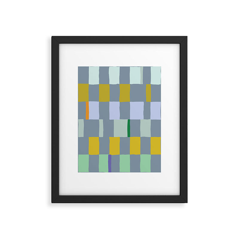 Summer check handdrawn teal Framed Art Print Gallery Image 5