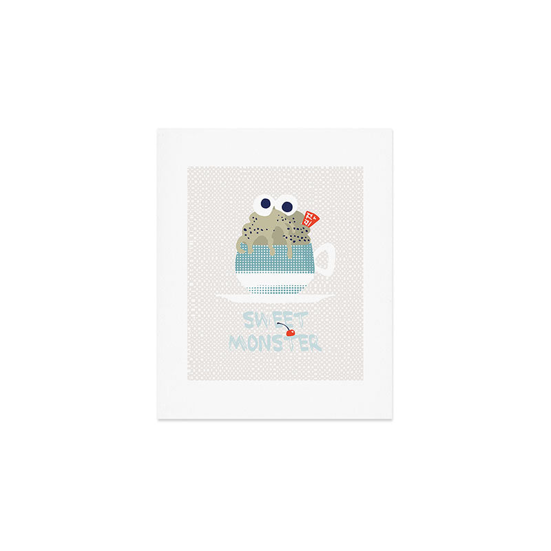 Sweet monster cupcake mint Art Print Gallery Image 1