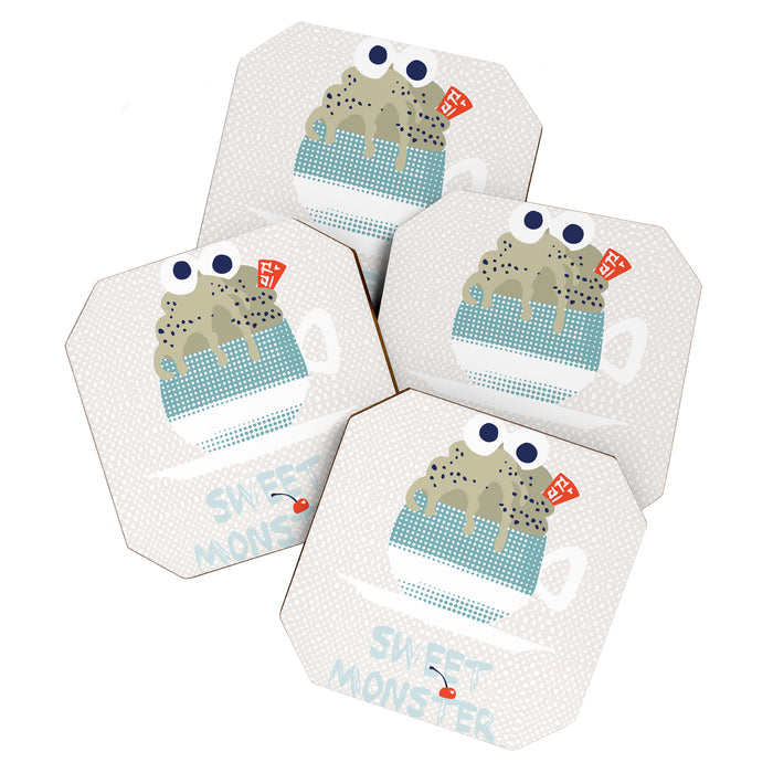 Sweet monster cupcake mint Coaster Gallery Image 1