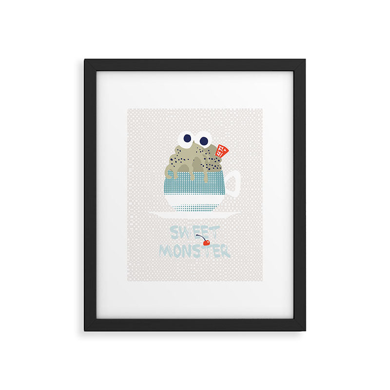 Sweet monster cupcake mint Framed Art Print Gallery Image 5