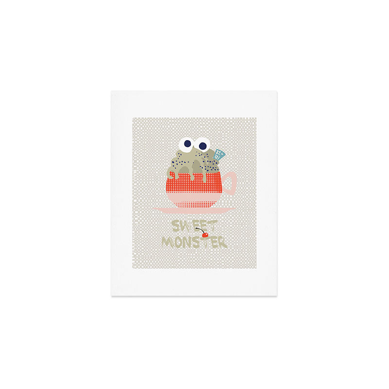 Sweet monster cupcake red Art Print Gallery Image 1