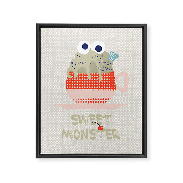 Sweet monster cupcake red Framed Canvas Print Gallery Image 1