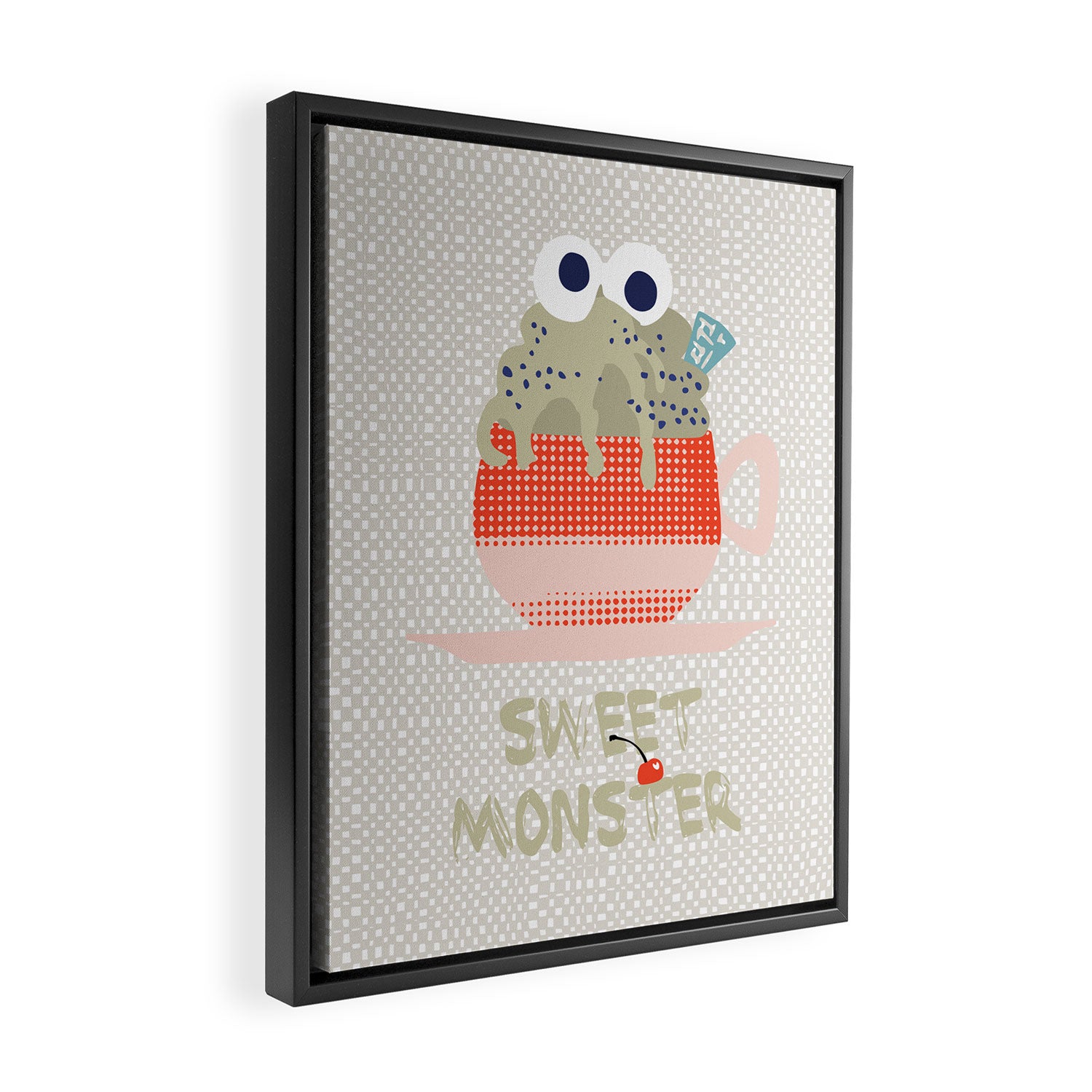 Sweet monster cupcake red Framed Canvas Print Gallery Image 2