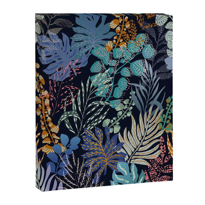 tropical blue night leaves Canvas Print Gallery Image 1