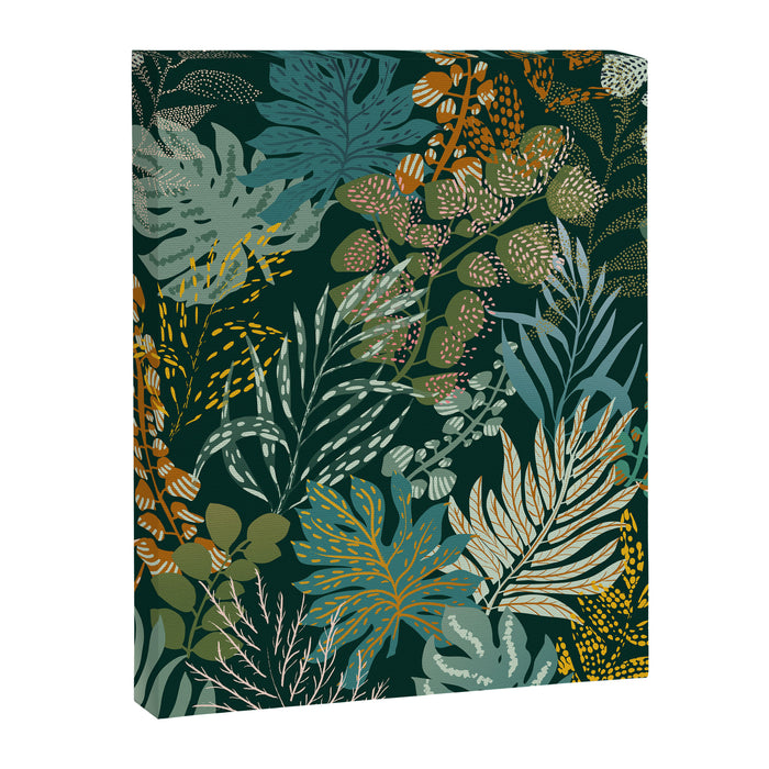 tropical night emerald leaves Canvas Print Gallery Image 1
