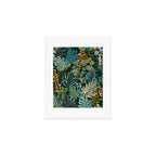 tropical night emerald leaves Art Print Gallery Image 1