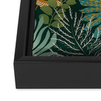 tropical night emerald leaves Framed Canvas Print Gallery Image 3