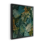 tropical night emerald leaves Framed Canvas Print Gallery Image 2