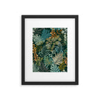 tropical night emerald leaves Framed Art Print Gallery Image 5